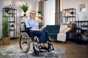 woman in wheelchair living at home